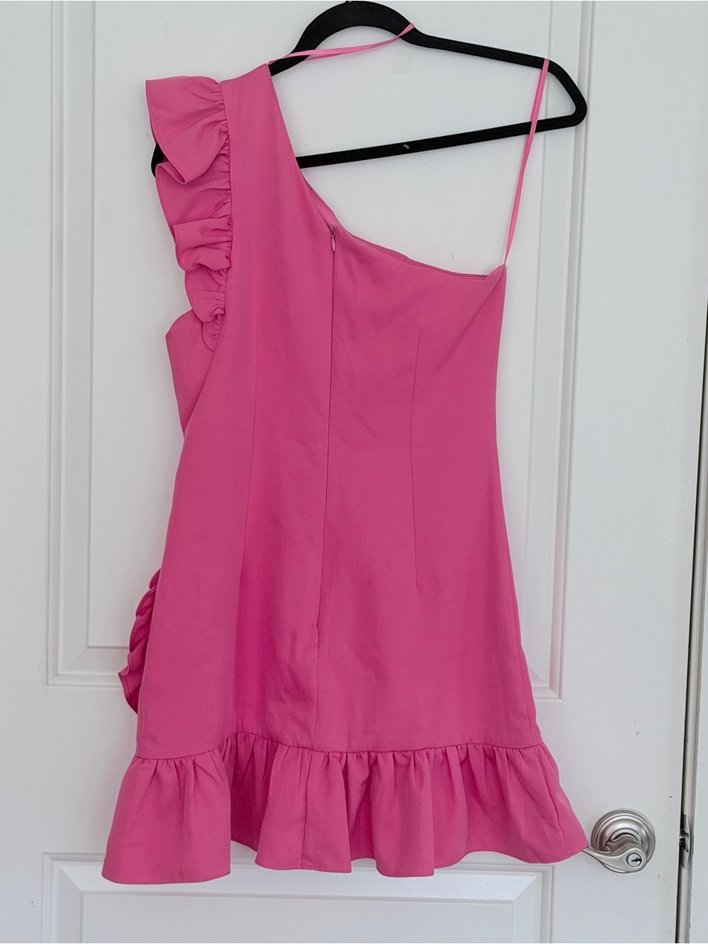 DO+BE One-Shoulder Ruffle Mini Dress in Hot Pink - Picture 2 of 7